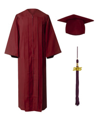 Maroon High School Cap Tassel and Gown Set Matte