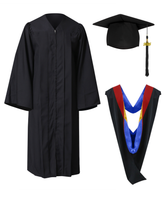 Classic Matte Gathered Bachelor Graduation Gown Cap Tassel Hood Package