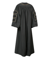 Super Deluxe Doctoral Gown Tam -Black Trim with Gold Piping