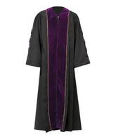 Super Deluxe Doctoral Academic Gown Only - Purple with Gold Piping