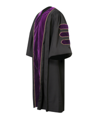 Super Deluxe Doctoral Gown Tam -Purple Trim with Gold Piping
