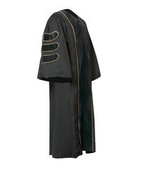 Super Deluxe Doctoral Gown Tam -Black Trim with Gold Piping
