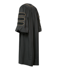 Super Deluxe Doctoral Gown Tam -Black Trim with Gold Piping