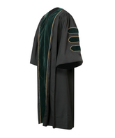 Super Deluxe Doctoral Gown Tam - Forest green Trim with Gold Piping