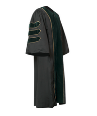 Super Deluxe Doctoral Gown Tam - Forest green Trim with Gold Piping