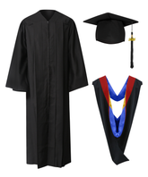 Deluxe Matte Elasticated Bachelor Graduation Gown Cap Tassel Hood Package