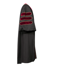 Super Deluxe Red Doctoral Gown Tam & Hood - with Gold Piping