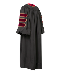 Super Deluxe Red Doctoral Gown Tam & Hood - with Gold Piping