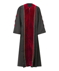 Super Deluxe Red Doctoral Gown Tam & Hood - with Gold Piping
