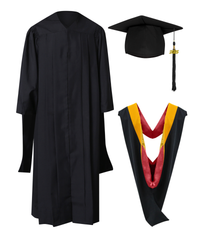Deluxe Matte Elasticated Master Graduation Gown Cap Tassel Hood Package