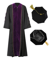 Super Deluxe Doctoral Gown Tam -Purple Trim with Gold Piping