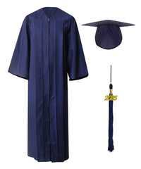 Navy Blue School Cap Tassel and Gown Set Matte