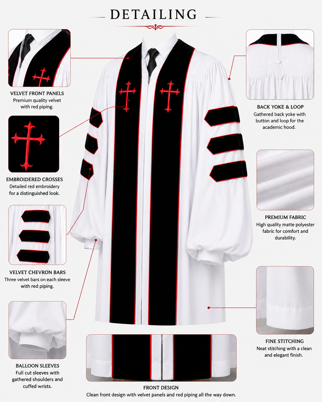 Premium Deluxe White Dr. of Divinity Clergy Robe