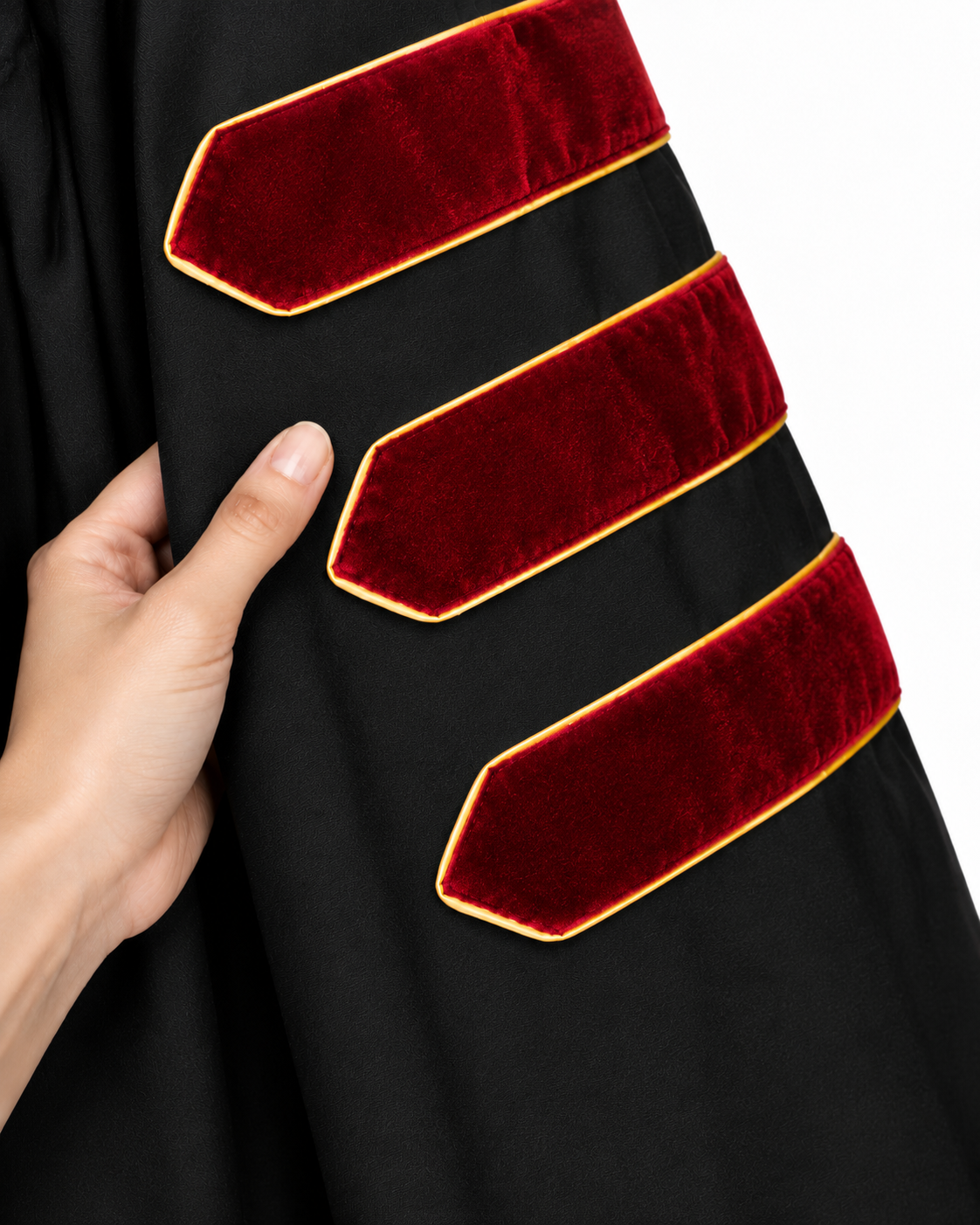 Super Deluxe Doctoral Gown Tam - Scarlet Trim with Gold Piping