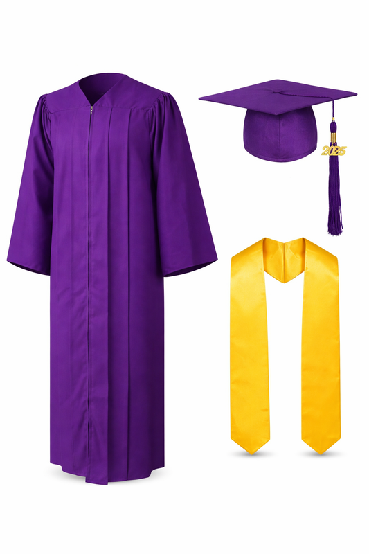 High School Graduation Cap Gown Package with Tassel & Stole Package | Premium Matte Finish 15 Color's