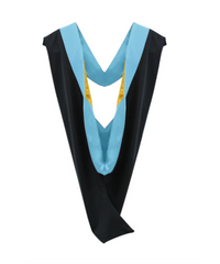Deluxe Bachelors/Master Hood - Light Blue Velvet, Light Blue & Golden Yellow