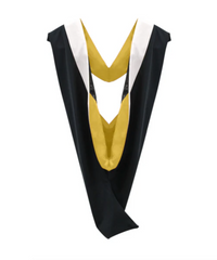 Deluxe Bachelors/Master Hood - White Velvet, Golden Yellow & Black
