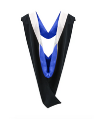 Deluxe Bachelors/Master Hood - White Velvet, Royal Blue & White