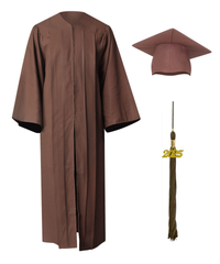 Brown High School Cap Tassel and Gown Set Matte