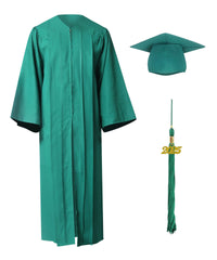 Emerald Green High School Cap Tassel and Gown Set Matte