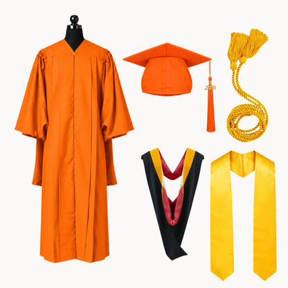Premium Matte Fluted Master Graduation Package | Gown, Cap, Tassel, Hood, Stoles & Honor Cord