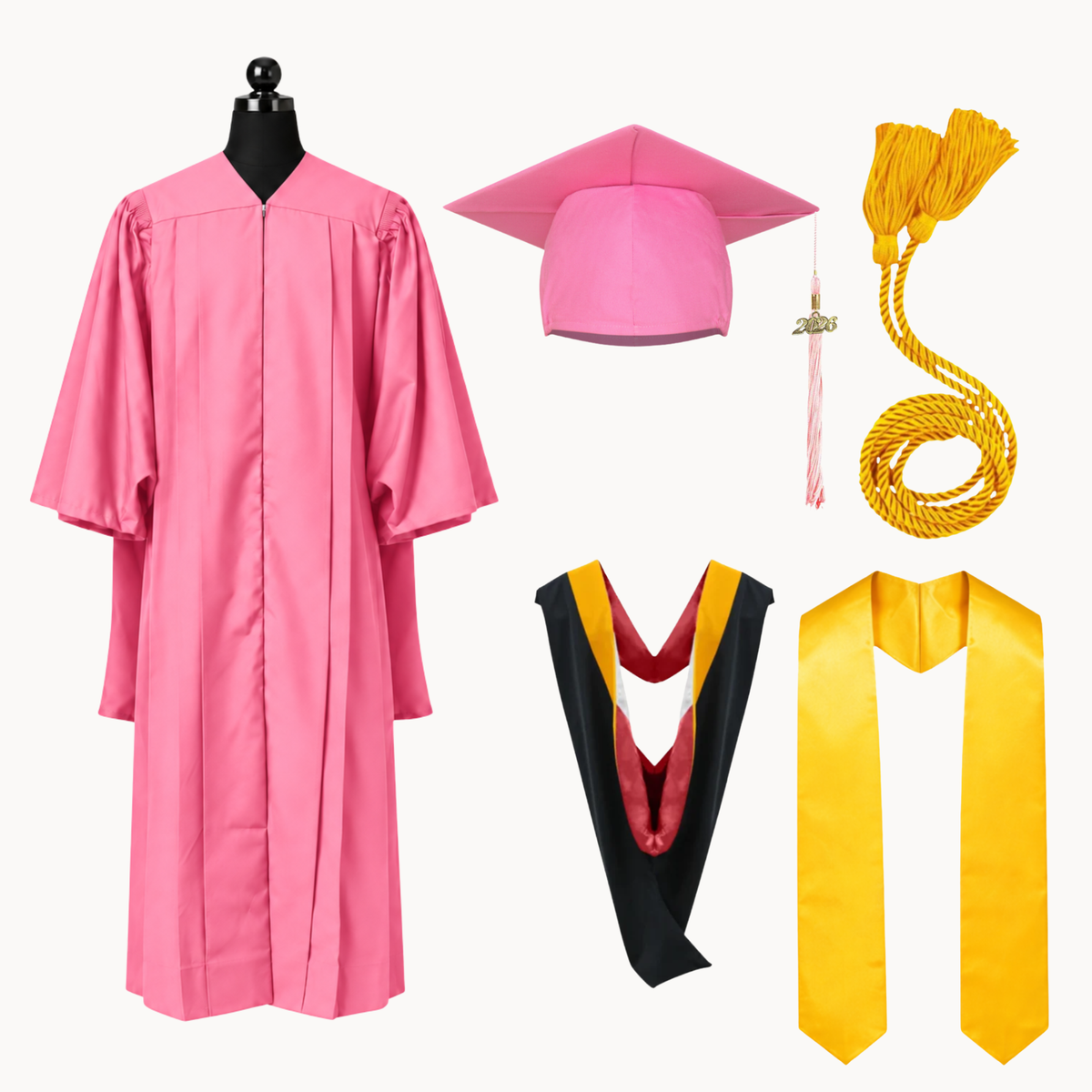 Premium Matte Fluted Master Graduation Package | Gown, Cap, Tassel, Hood, Stoles & Honor Cord