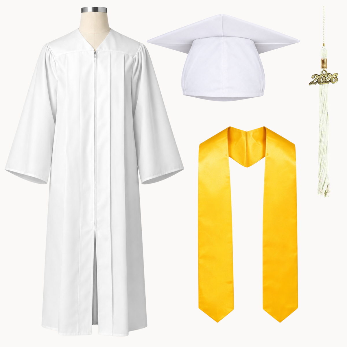High School Graduation Cap, Gown, Tassel & Stole Package | Premium Matte Finish – 15 Colors