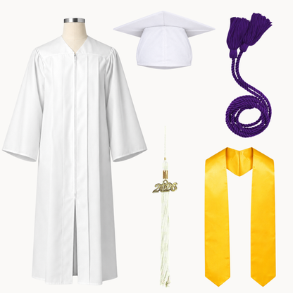 High School Graduation Cap, Gown, Tassel, Stole & Honor Cord Package | 15 Colors