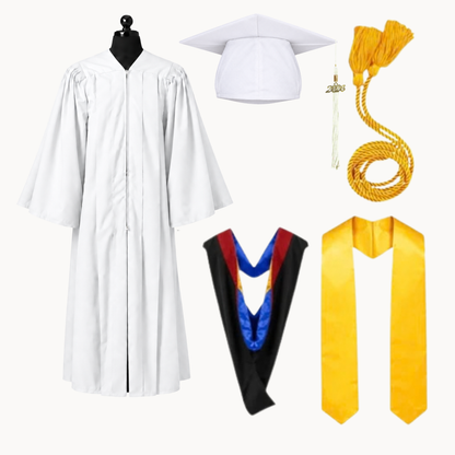 Premium Matte Fluted Bachelor Graduation Package | Gown, Cap, Tassel, Hood, Stole & Honor Cord