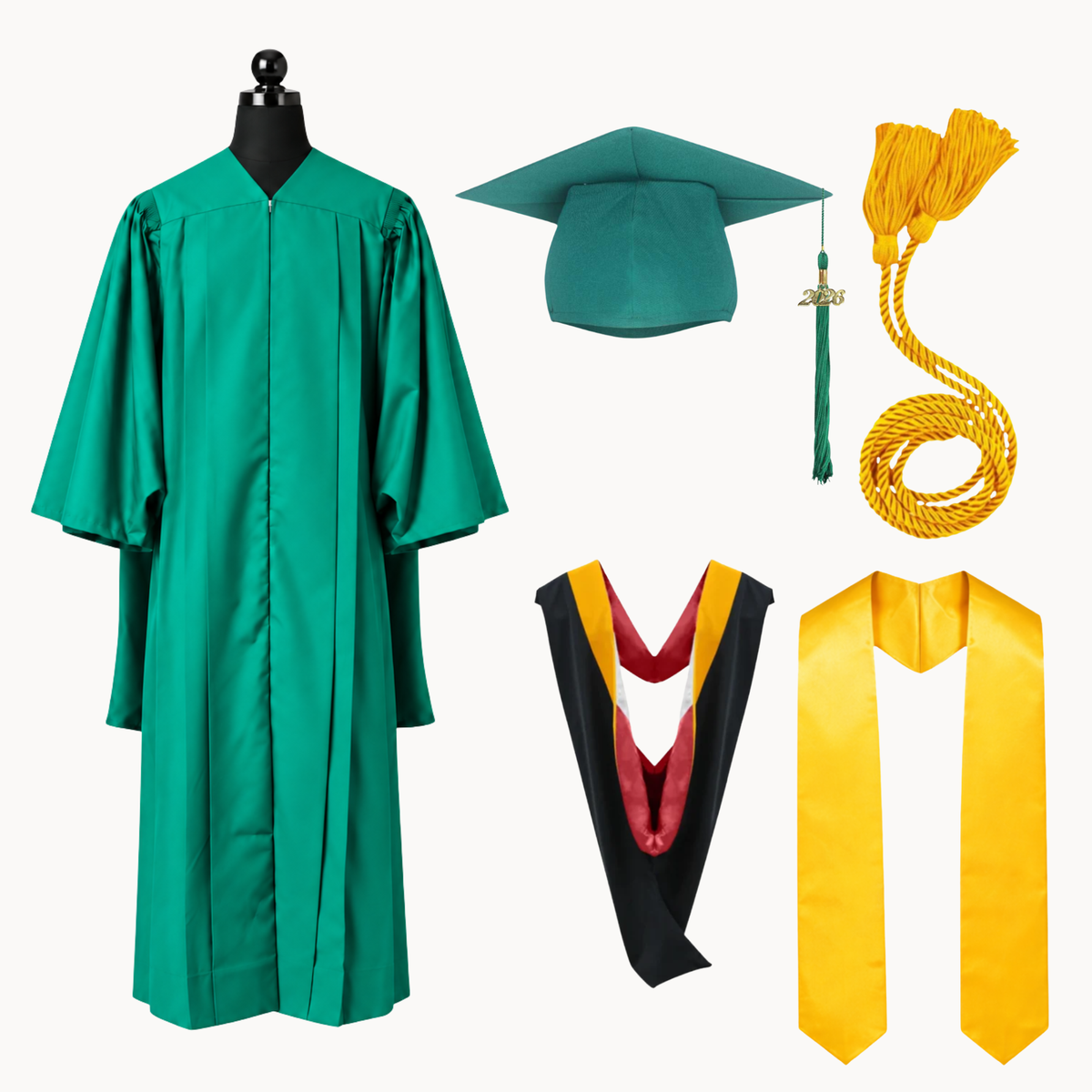 Premium Matte Fluted Master Graduation Package | Gown, Cap, Tassel, Hood, Stoles & Honor Cord