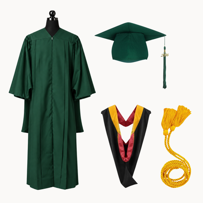 Premium Matte Fluted Master Graduation Package | Gown, Cap, Tassel, Hood & Honor Cord