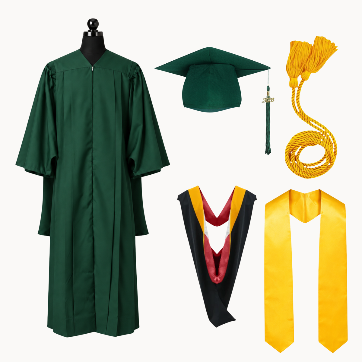 Premium Matte Fluted Master Graduation Package | Gown, Cap, Tassel, Hood, Stoles & Honor Cord
