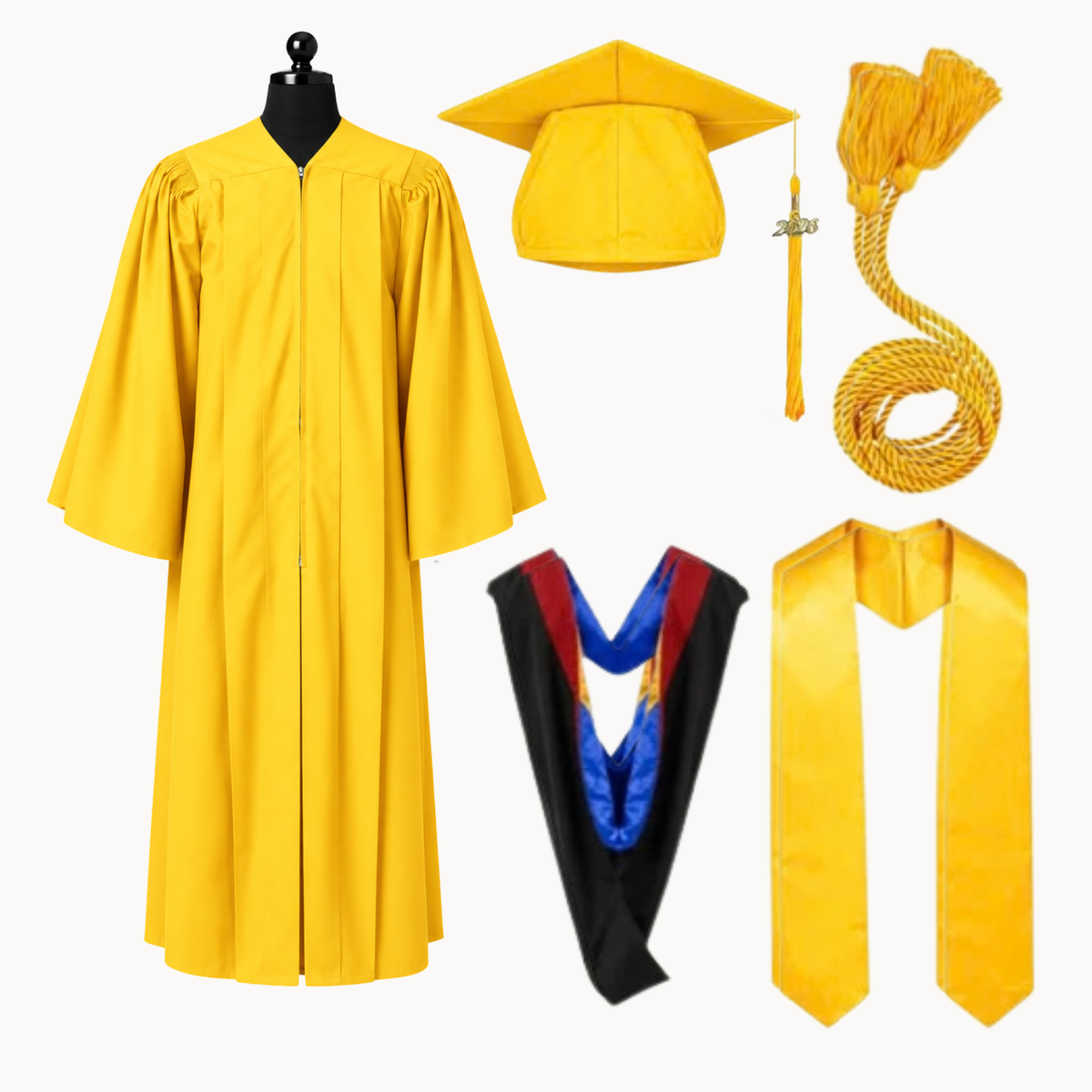 Premium Matte Fluted Bachelor Graduation Package | Gown, Cap, Tassel, Hood, Stole & Honor Cord