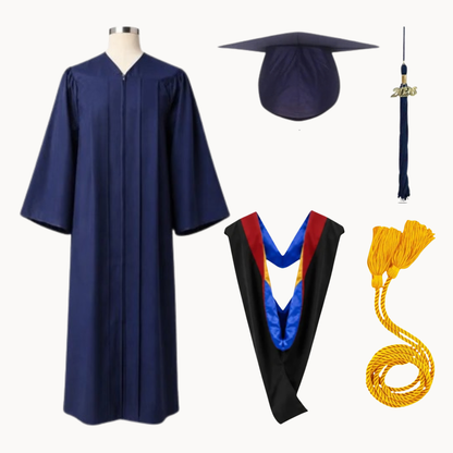 Classic Matte Gathered Bachelor Graduation Package | Gown, Cap, Tassel, Hood & Honor Cord