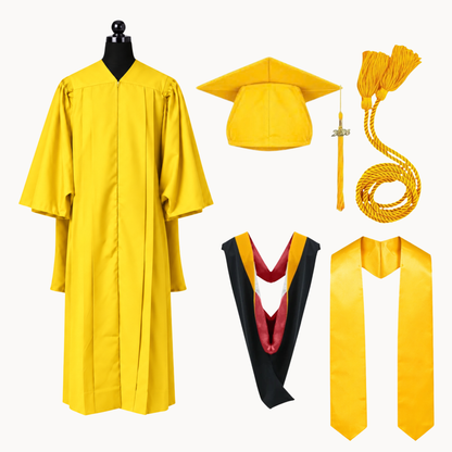 Premium Matte Fluted Master Graduation Package | Gown, Cap, Tassel, Hood, Stoles & Honor Cord