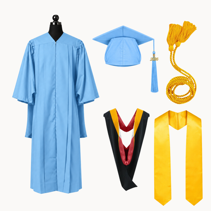 Premium Matte Fluted Master Graduation Package | Gown, Cap, Tassel, Hood, Stoles & Honor Cord