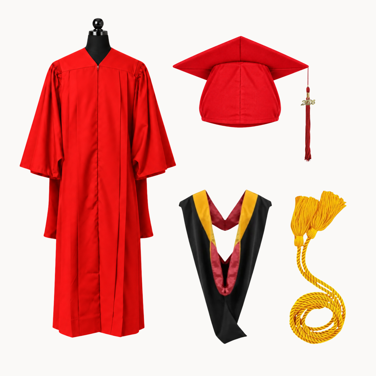 Premium Matte Fluted Master Graduation Package | Gown, Cap, Tassel, Hood & Honor Cord