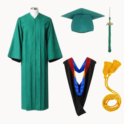 Classic Matte Gathered Bachelor Graduation Package | Gown, Cap, Tassel, Hood & Honor Cord