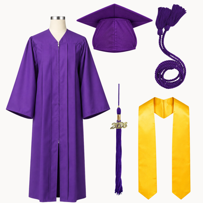 High School Graduation Cap, Gown, Tassel, Stole & Honor Cord Package | 15 Colors