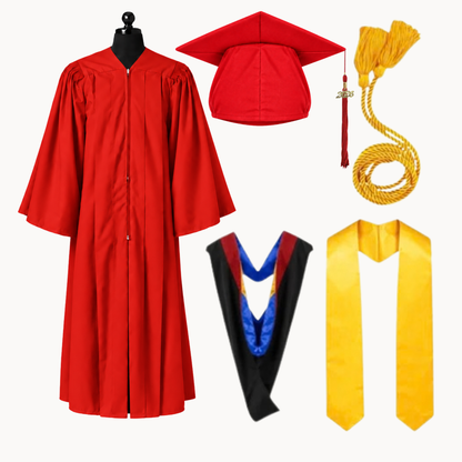 Premium Matte Fluted Bachelor Graduation Package | Gown, Cap, Tassel, Hood, Stole & Honor Cord