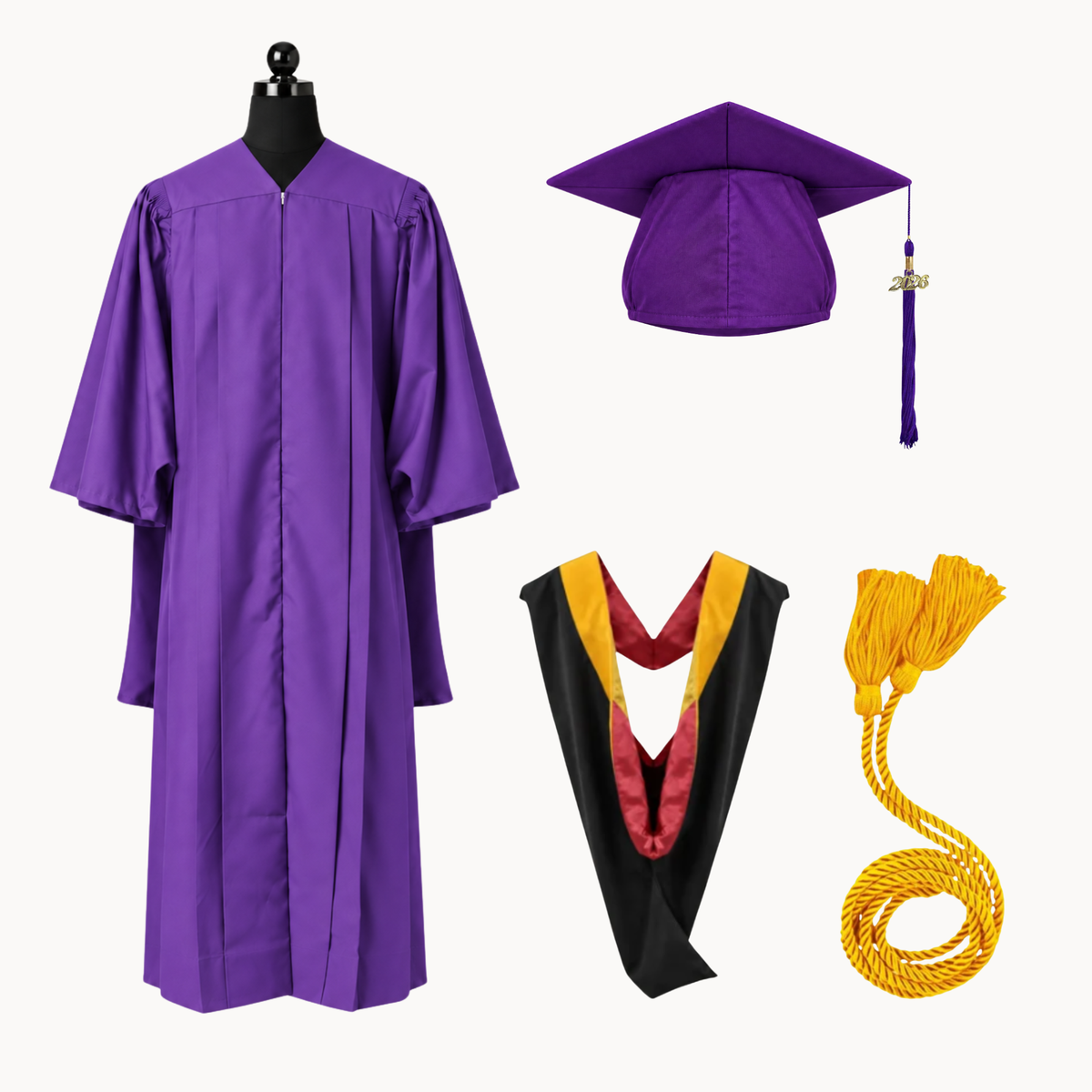 Premium Matte Fluted Master Graduation Package | Gown, Cap, Tassel, Hood & Honor Cord