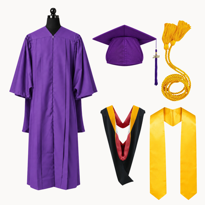 Premium Matte Fluted Master Graduation Package | Gown, Cap, Tassel, Hood, Stoles & Honor Cord