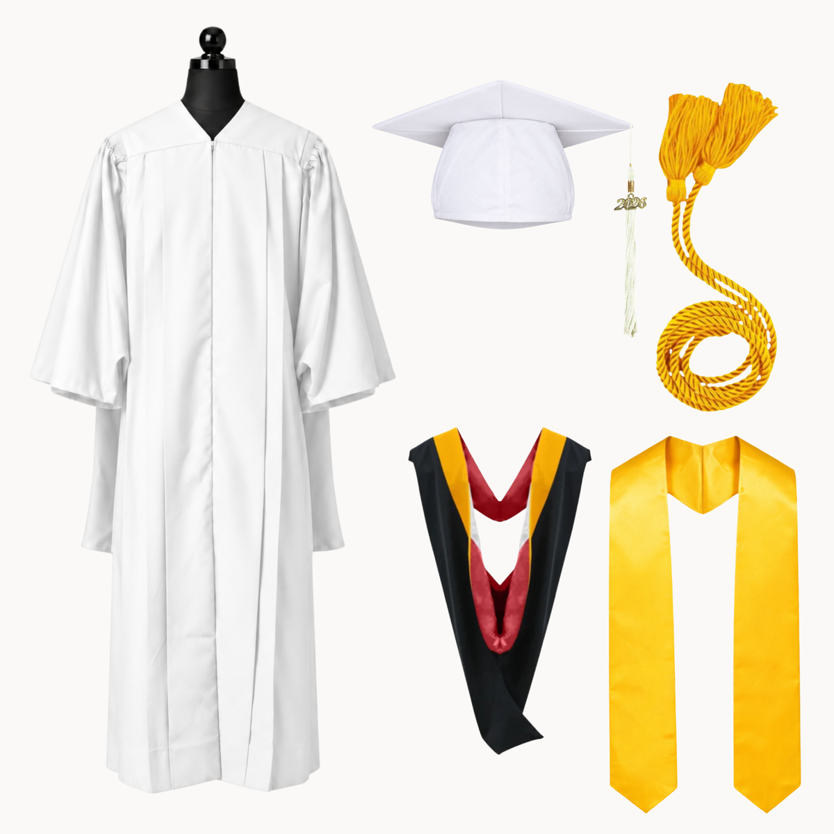 Premium Matte Fluted Master Graduation Package | Gown, Cap, Tassel, Hood, Stoles & Honor Cord