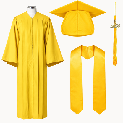 High School Graduation Cap, Gown, Tassel & Stole Package | Premium Matte Finish – 15 Colors