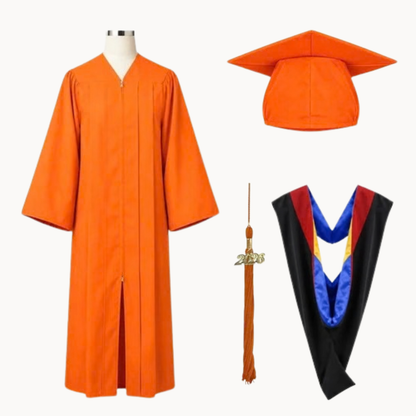 Classic Matte Gathered Bachelor Graduation Gown, Cap, Tassel & Hood Package