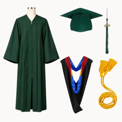 Classic Matte Gathered Bachelor Graduation Package | Gown, Cap, Tassel, Hood & Honor Cord