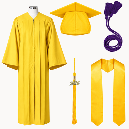 High School Graduation Cap, Gown, Tassel, Stole & Honor Cord Package | 15 Colors