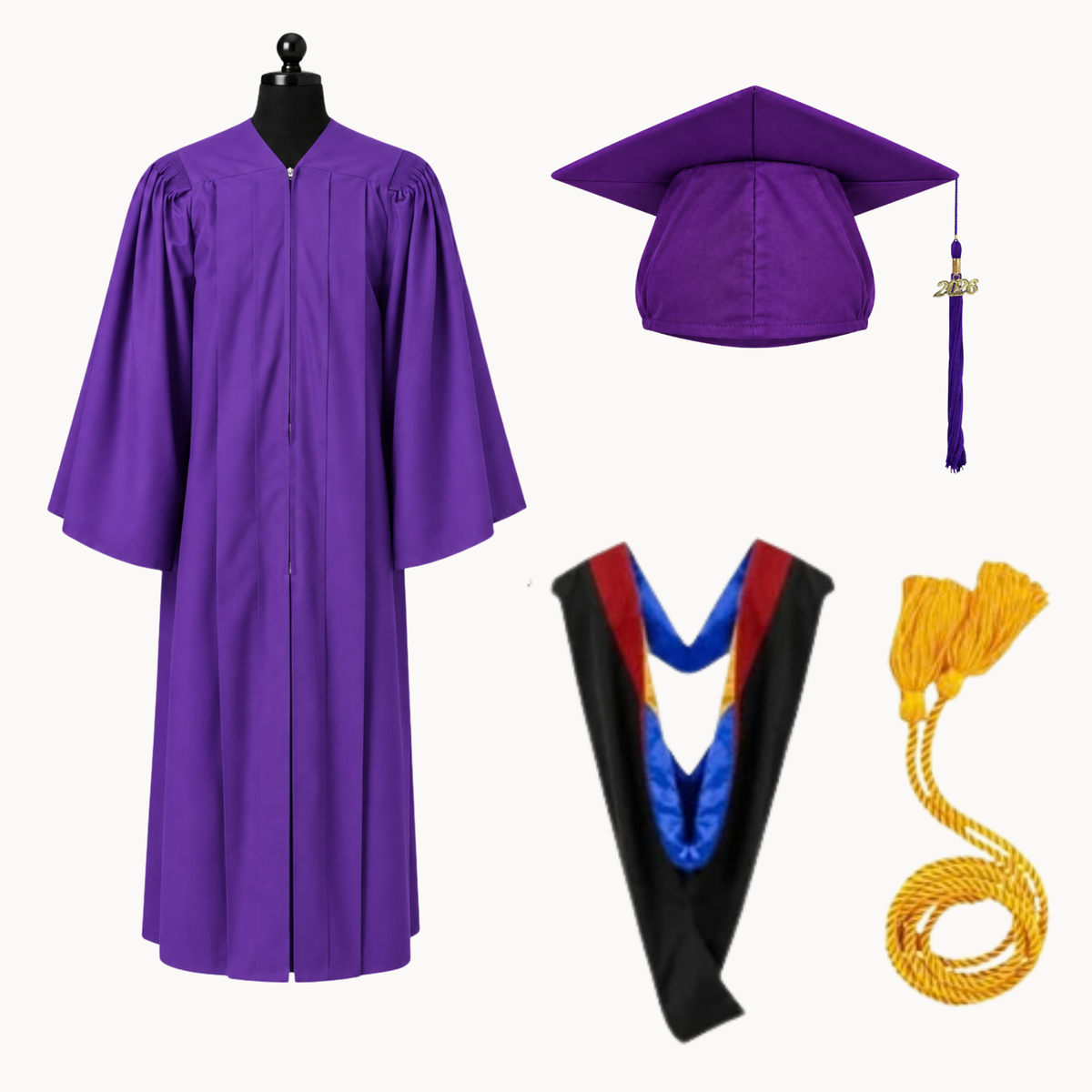 Premium Matte Fluted Bachelor Graduation Package | Gown, Cap, Tassel, Hood & Honor Cord