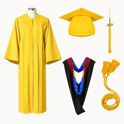 Classic Matte Gathered Bachelor Graduation Package | Gown, Cap, Tassel, Hood & Honor Cord