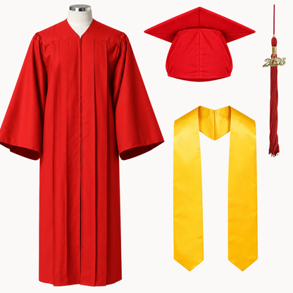 High School Graduation Cap, Gown, Tassel & Stole Package | Premium Matte Finish – 15 Colors